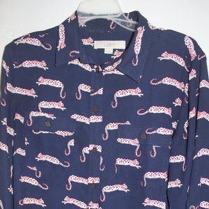 Cheetah LOFT Button-Up Blouse